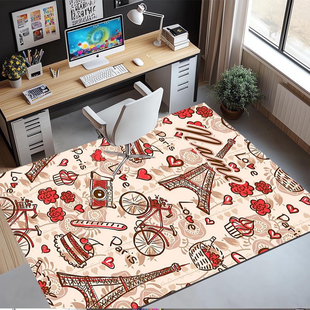 Custom Name Paris the Eiffel Tower Printed Carpet,Rug for Office Chair Living Room Bedroom Kitchen Room Decor Gifts.