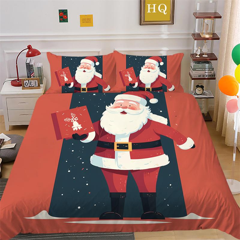Christmas Snow Scene 3D Printed Polyester Pillowcase Quilt Cover Two Or Three Piece Set