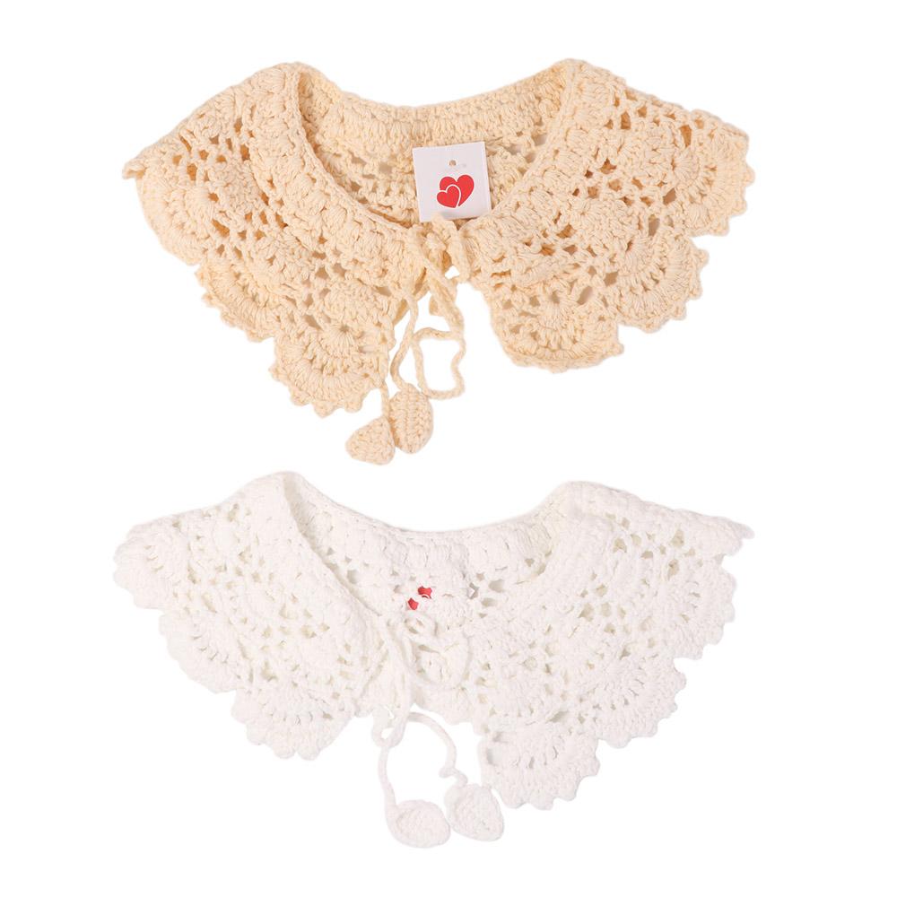 Sweet Hollow Out Crochet Shawl Round Neck Blouse Shoulders Fake Collar Knitted Scarves Women