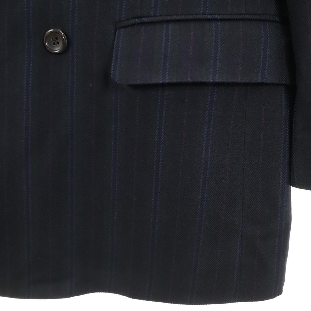 Lanvin 80er 90er Seiden-Woll-Mischung alte Streifen maßgeschneiderte Jacke R46-44 Marineblau Herren Gebraucht