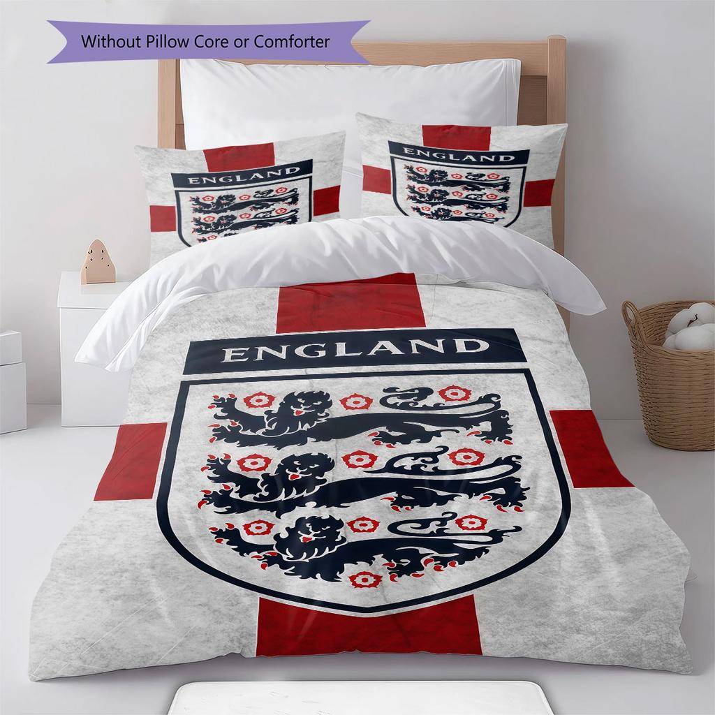 England National Football Team Pattern Bedding,Quilt Set Quilt Cover Pillowcase Home Birthday Gift(1 * duvet cover + 2 * pillowcase, without core)