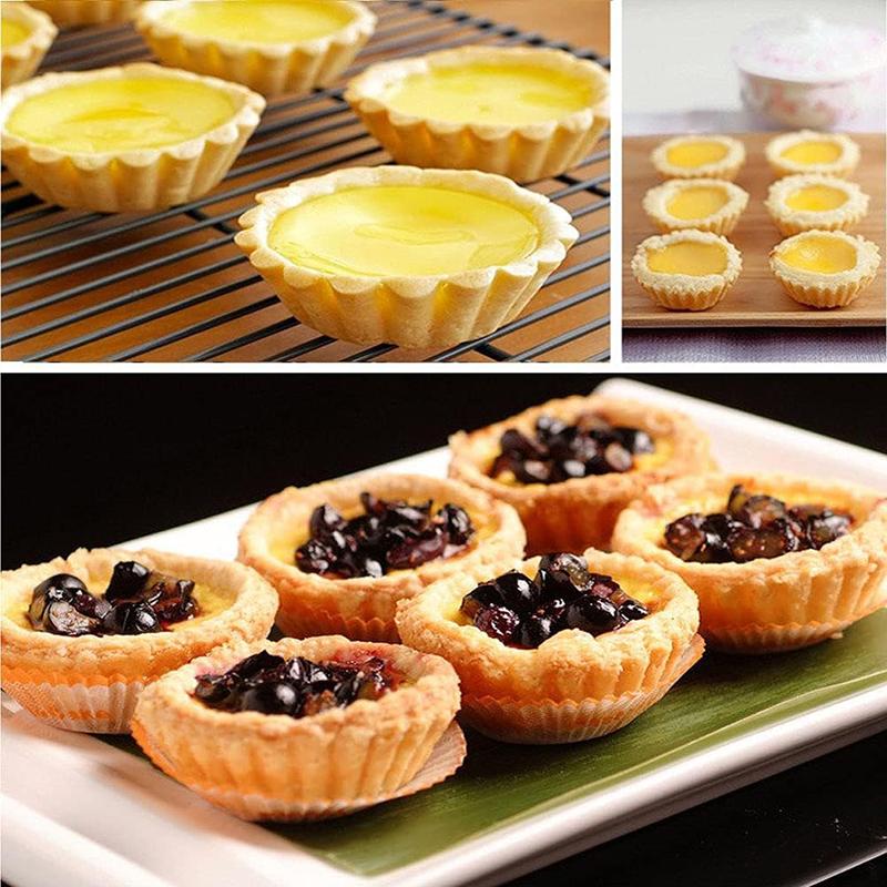 6Pcs Flower Shaped Egg Tart Mold Non Stick Baking Tools Chrysanthemum Shaped Mold Bake Egg Tarts Cookies Baking Supplies