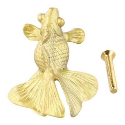 1pcs Goldfish Solid Brass Drawer Knobs Kitchen Cabinets Knob Wardrobe Pulls For Cabinets Drawers Home Hardware Parts