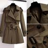 Abrigo Trench Corto para Mujer, Estilo Británico de Media Longitud, Chaqueta Casual Slim para Primavera y Otoño