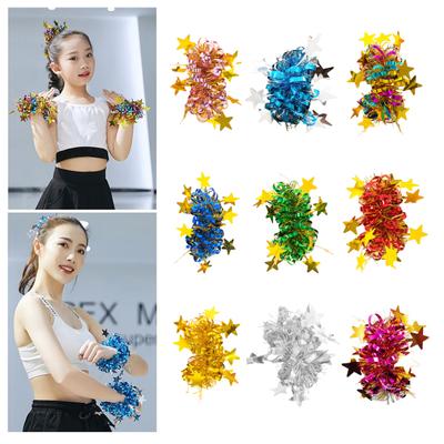 2 Stücke Kinder Tanz Handgelenk Blume Stern Dekor Helle Farben Elastisches Gummiband Armband Kinder Leistung Party Tragen Zubehör