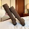 ! Shoes Round Head Retro Small Gold Coin Buckle Belt Leather Thick Heel High Knight Boots Women