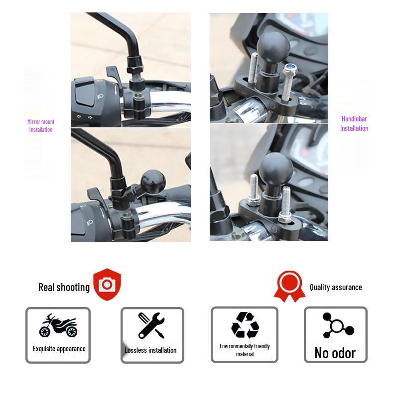 Adjustable Motorcycle Phone Holder for 3.5-7 Inch Devices with Handlebar and Mirror Mount
