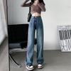 Korean Style High-Waisted Wide-Leg Jeans – Women's Loose Straight-Leg Slimming Floor-Length Trousers for Autumn/Winter