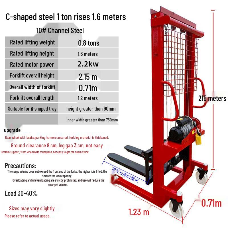 Manual & Electric Hydraulic Stacker Forklift for 1T-2T Lifting, Loading, and Unloading