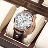 POEDAGAR Watch Men Fashion Real Leather Quartz Watches Waterproof Luminous Men's Sport Wristwatch Top Brand Male Watches Luxury