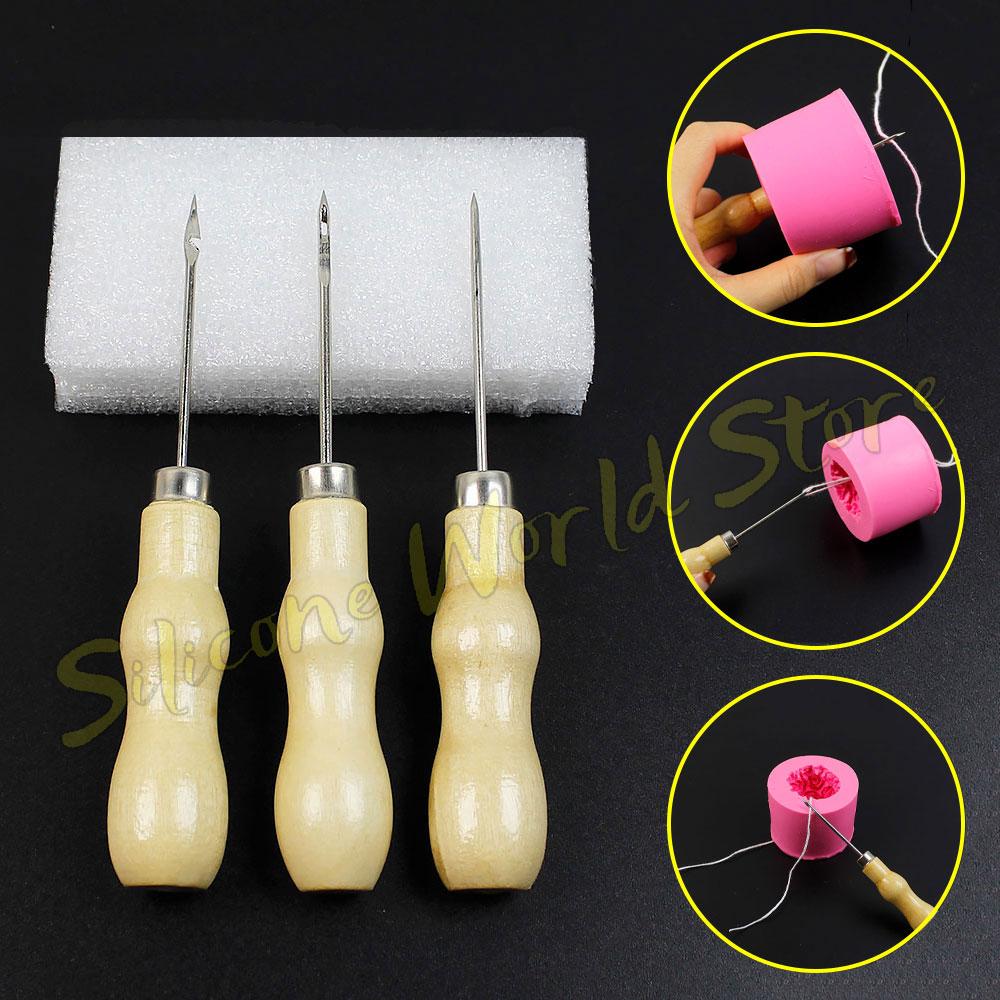 SW Handmade Crochet Leather Punch Tool Awl Cone Straight Head Elbow Center Hole DIY Sewing Parts Shoe Repair Candle Making Tools