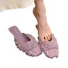 Fashion 2025 Summer Hot Sale Women’s Closed Toe Slippers Pleated Square Toe Thin Heels Sandals for Outdoor Fashion Daily Dress Slippers