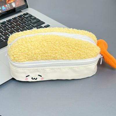 New Pen Bag Double Layers Large Capacity Stationery Bag Fried Shrimp Shape Pen Pouch Gift