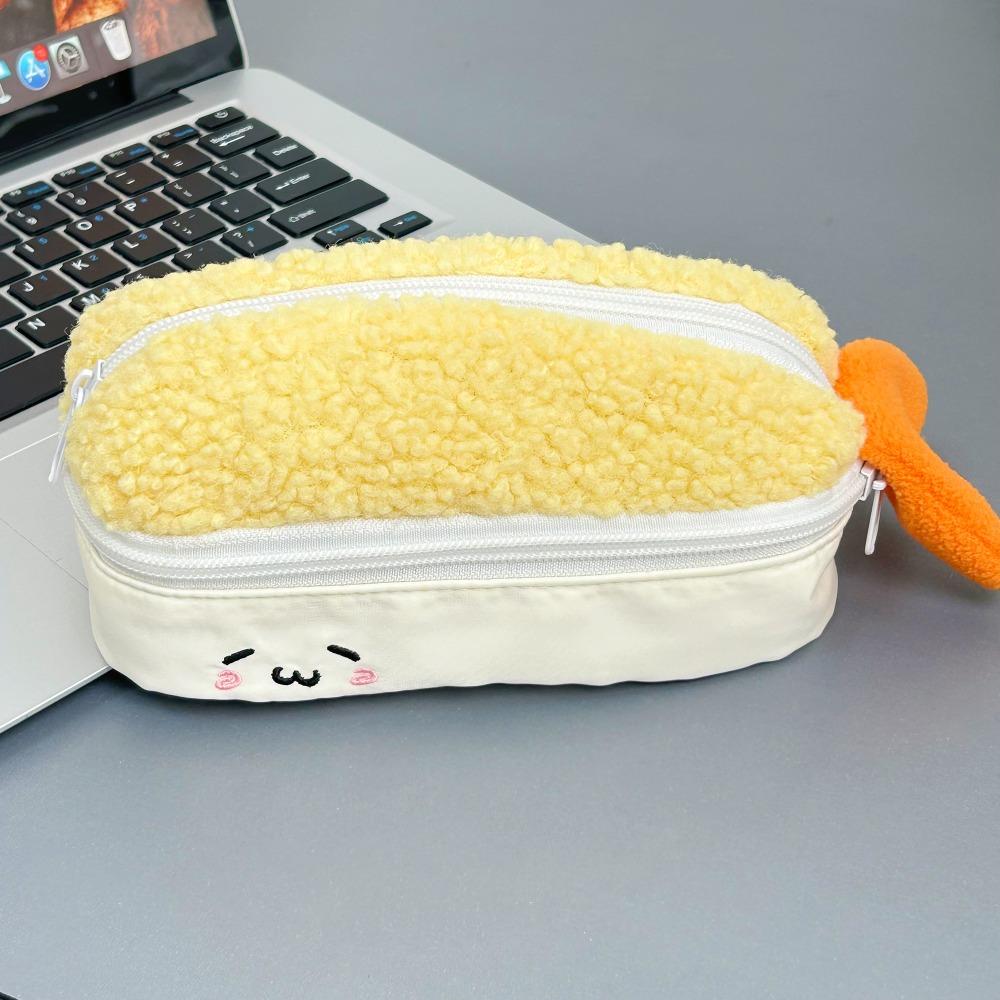 Plush Pen Bag Fried Shrimp Shape Stationery Bag New Pencil Case  School Office Fried Shrimp