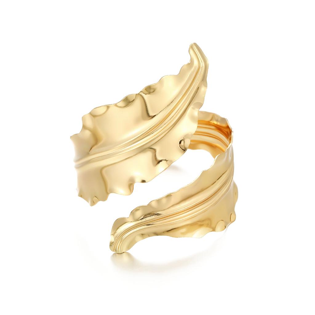 Personalized Leaf Opening Irregular Bracelet, Exaggerated Punk Pleats Wrapped Metal Bracelet