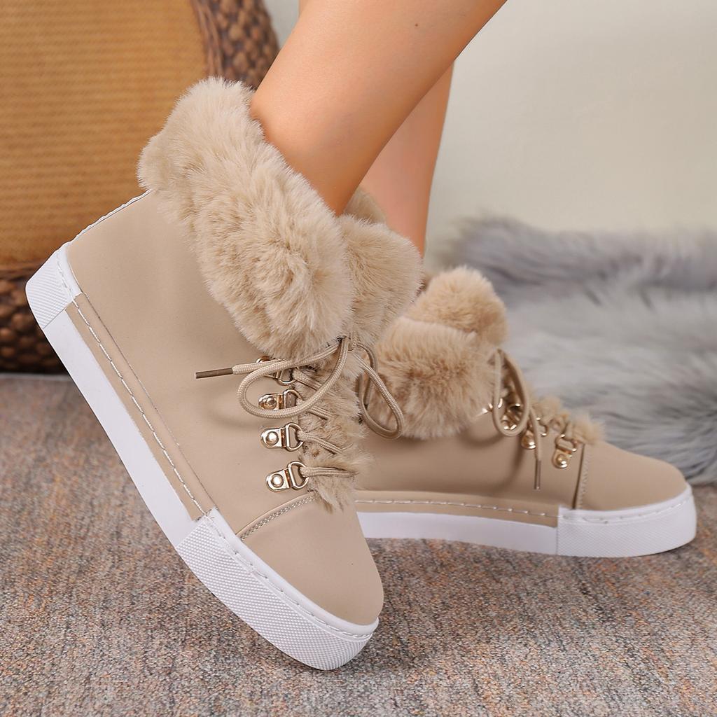 Women's soft elastic winter warm and cold padded snow boots non-slip wear-resistant outdoor casual sneakers high-top furry mouth cotton boots