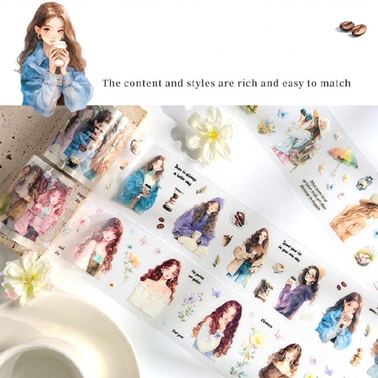4Rolls Scrapbooking Decorative Tape 60mmX2M Pre Cut Cartoon Girl Sticker Tape for Journal Photo Album Embellishments