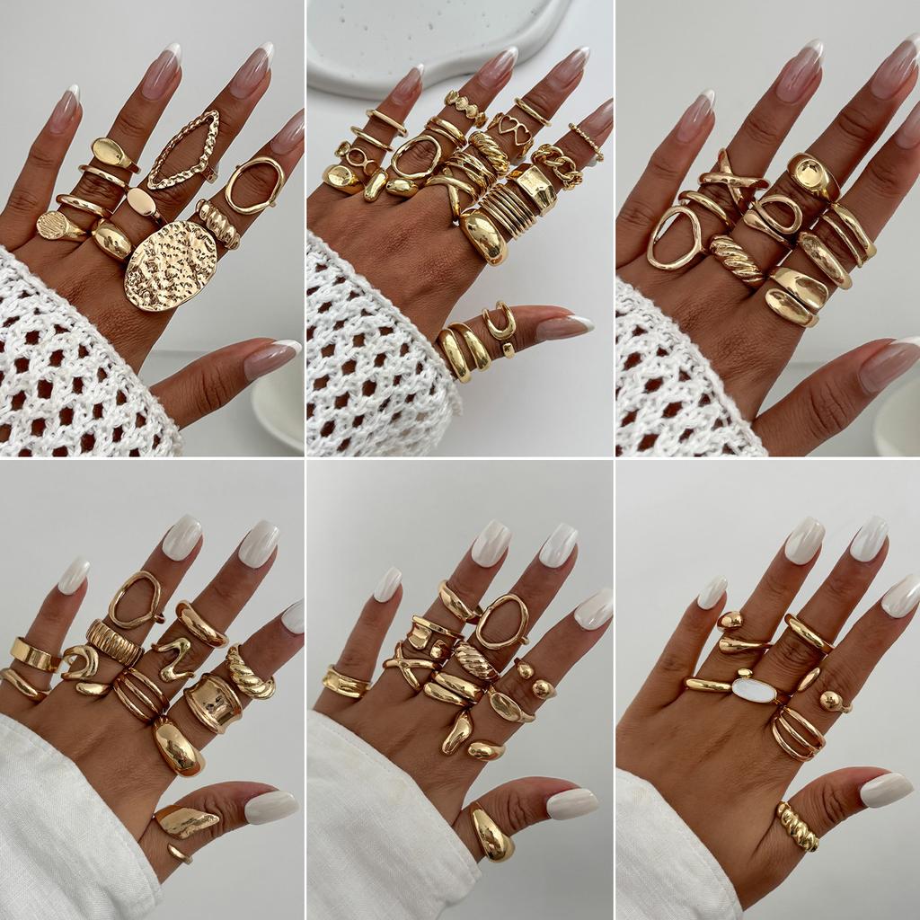 Irregular Liquid Lava Metal Pleated Open Ring, Fashionable Hollow Smooth Joint Ring