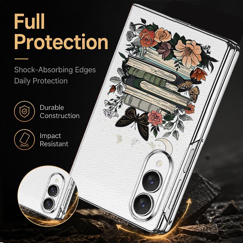 Tropical Leaf Floral Case For Samsung Galaxy Z Fold 8 Ultra 7 6 5 4 Z Fold8 Fold7 Fold6 Fold5 Luxury Plating Leather Skin Phone Cover