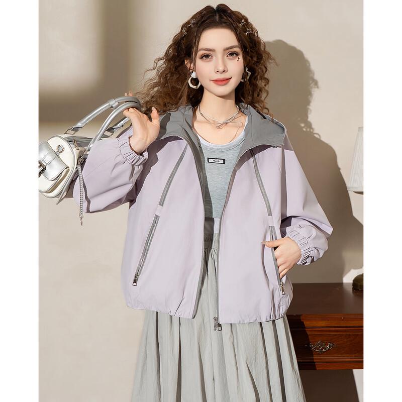 ET BOITE Color-Block Hooded Multi-Zipper Jacket
