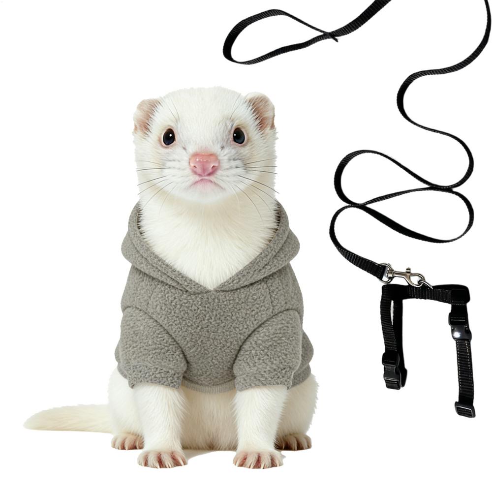 

Pet Ferret Hoodie Adjustable Ergonomic Comfortable Costume Ferret Costume And Leashes Set For Hamster Chinchilla Rabbits Puppy серый