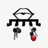 Vintage Lips Key Holder Heavy Iron Black Lips Design 5 Hooks Valentine Gift