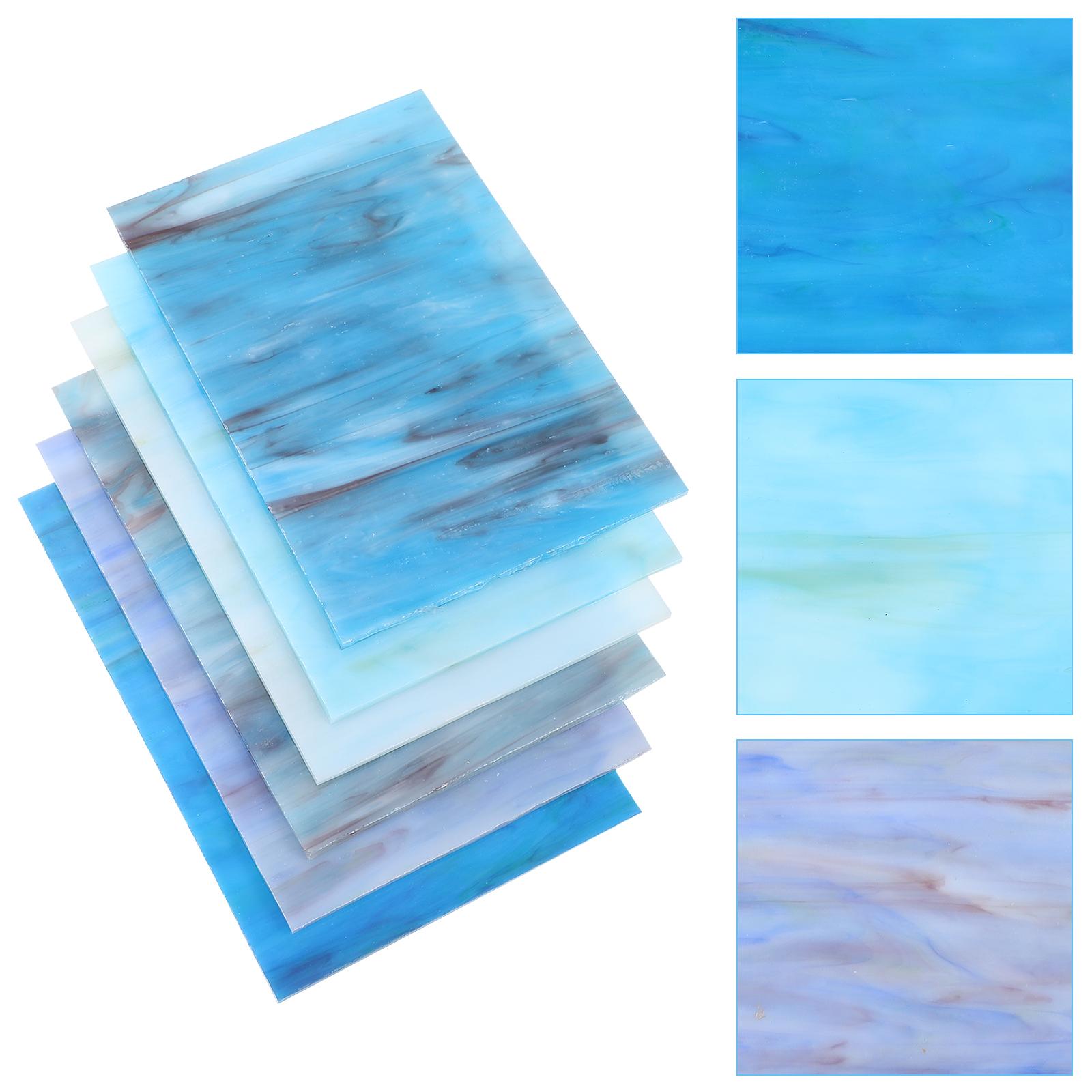 

6 шт. Стекло с узором «Водяная рябь» Цветное слюдяное стекло Витражные листы «Собор» Для изготовления декора Свадьба Дом Офис Церковь 15X10cm синий