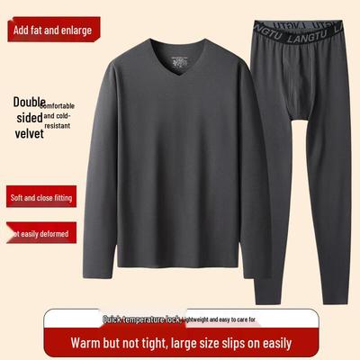 Dibinze Men's Plus Size Thermal Underwear Set