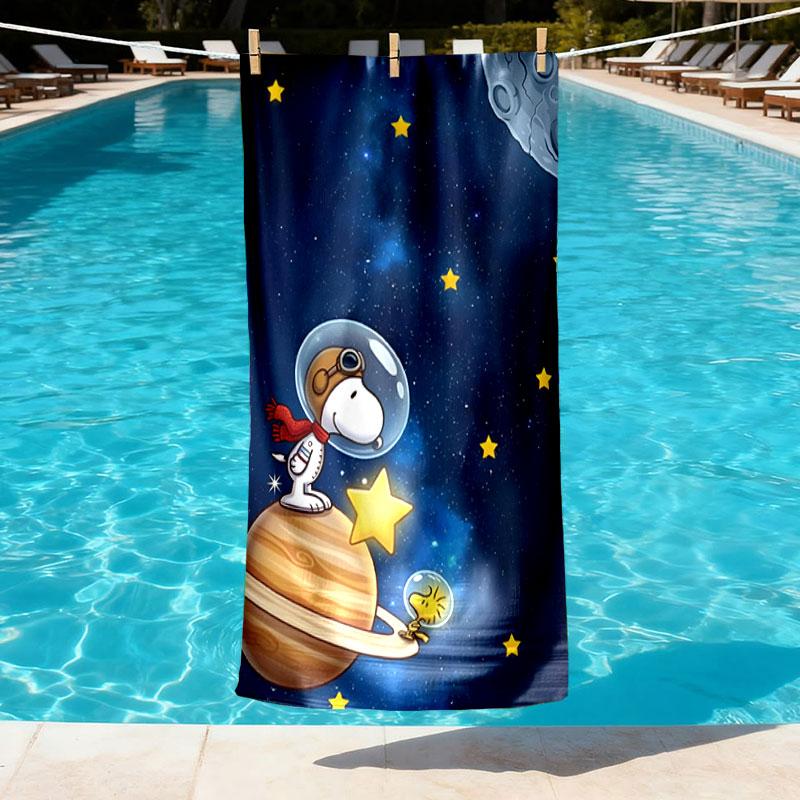 Snoopy Print Beach Towel Design, Soft, Lightweight. for Home Bathroom, Spa, Pool, Yoga, Surfing, Camping, Gift for Family, Friend