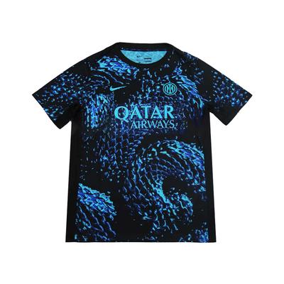 Inter Milan 25-26 Season Training Warm-Up Short Sleeve Football Shirt Men Tops Black Starlight Dragon-Scale HJ7145-448