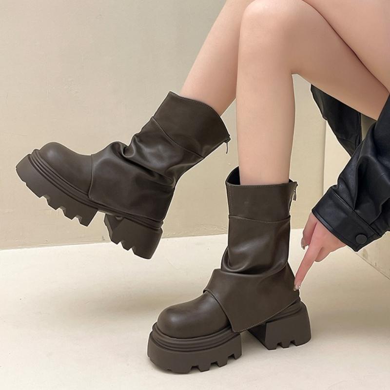 Fashion British Style Women Mordern Short Boots Fashion Platform Height Increase Trouser Legs Booties Winter Shoes Zapatos De Mujer