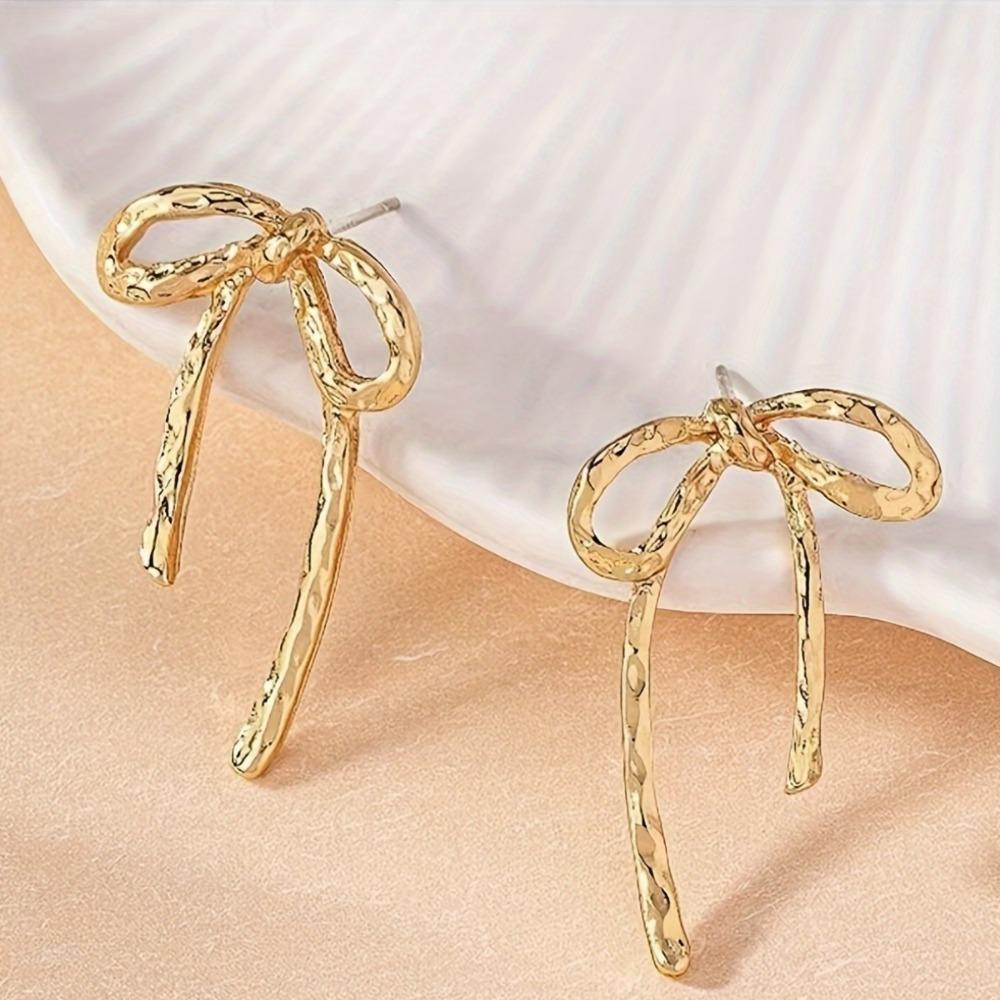 

Женские модные серьги, Винтажный богемный стиль, Полые крупные серьги-гвоздики в виде бантиков