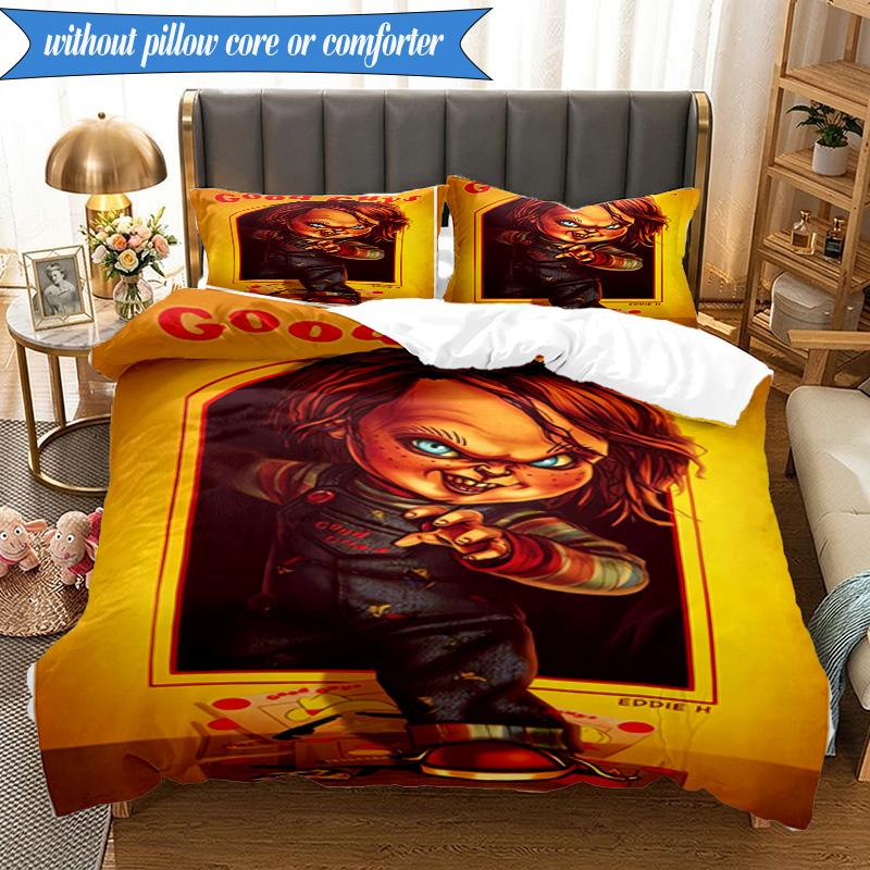 Chucky's Halloween Horror 3pcs K-pop Music Group Bedding set,Ideal for Bedroom, Dormitory,Including Duvet Cover And 2pcs Pillowcases,Fan Gifts