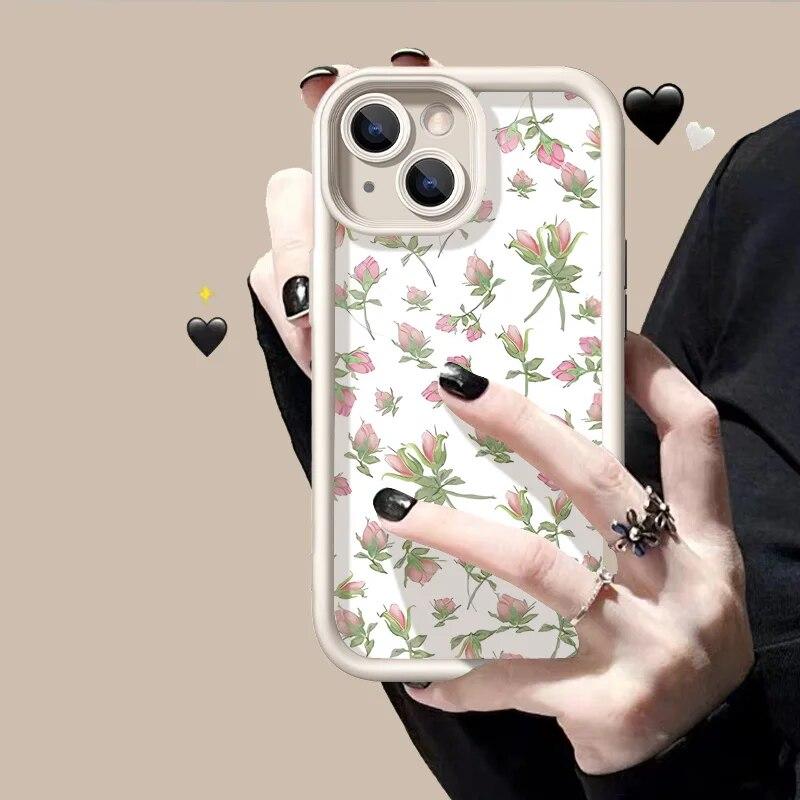 Ins Flower Phone Case For iPhone 11 Case iPhone 13 14 15 Pro 12 Pro Max 7 8 14 15 Plus XR XSMAX X XS SE Shockproof Cover Funda