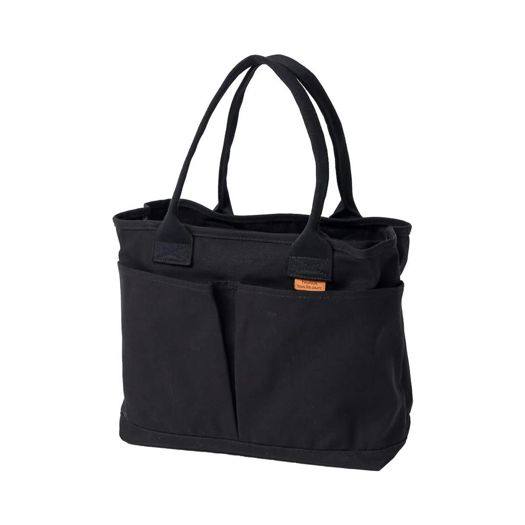 ALTROSE Large Canvas Tote Bag with A4 M0809 Black Women's Dividers, Plain, Size,