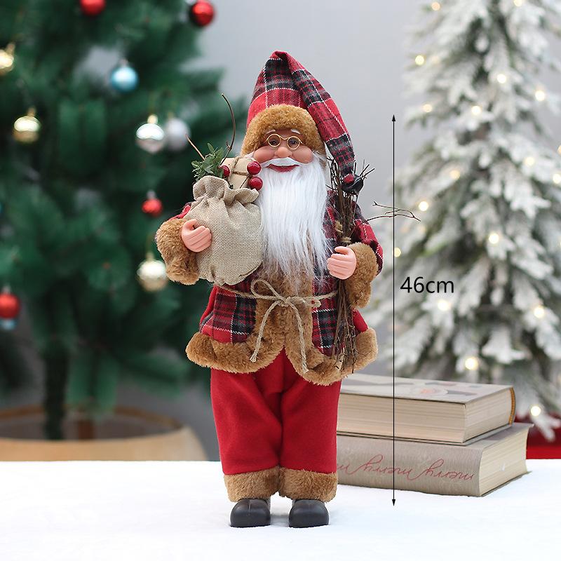 46Cm Standing Santa Claus Doll Supermarket Window Hotel Santa Claus Party Christmas Decorations