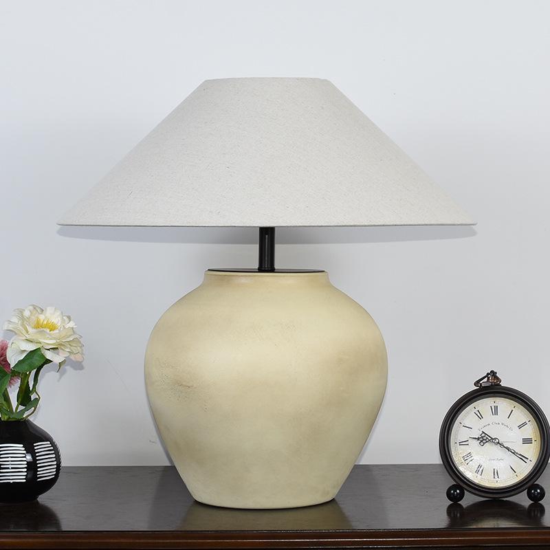 Wabi-Sabi Terracotta Table Lamp for Bedroom, Living Room & Hotel Décor - Japanese Retro Style