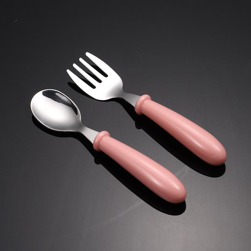 304 Stainless Steel Children's Tableware Set: Spoon, Fork & Box - Perfect Gift for Babies & Mothers