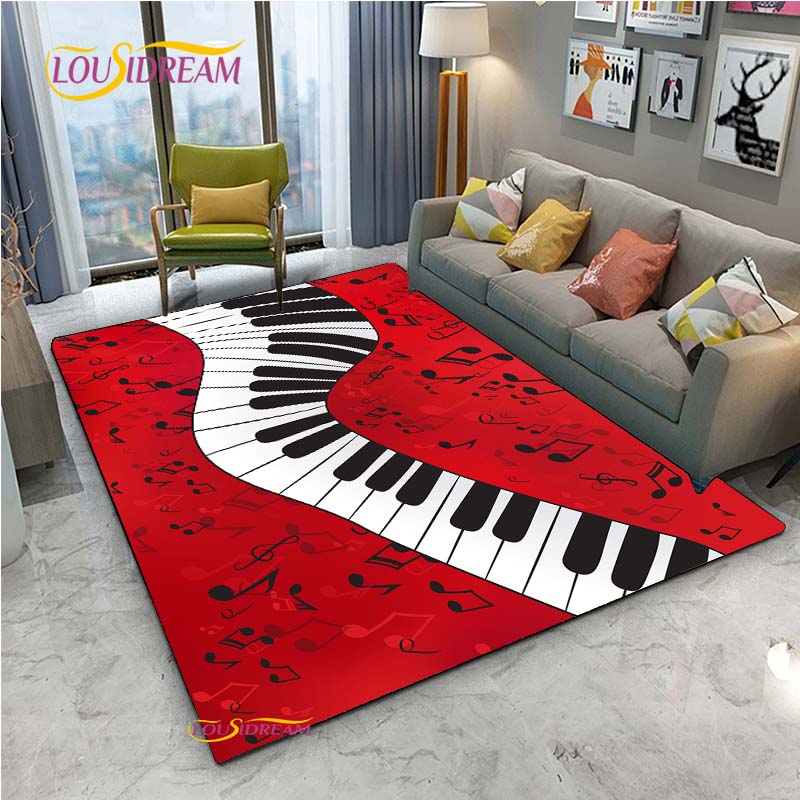 Alfombra de Vinilo con Notas Musicales Negras Vintage para Decoración de Sala de Estar Dormitorio Alfombras de Área Cocina Felpudos Antideslizantes Alfombra Regalo de Cumpleaños