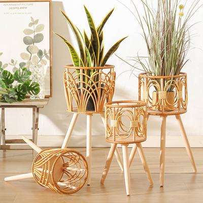Handmade Rattan Plant Stand Woven Plant Stand, Vintage Plant Holder, Pot Stands for Indoor Plants and Home Decor