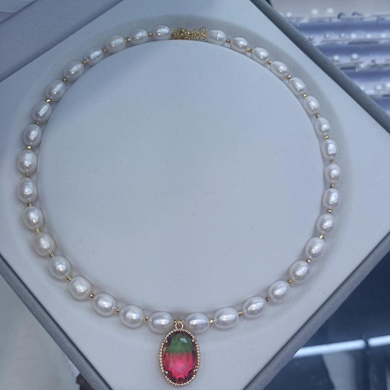 Elegant Vintage Freshwater Pearl Collarbone Necklace - White Retro French Style for Noble Women