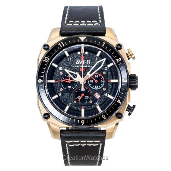 AVI-8 Hawker Hunter Atlas Хронограф с двойным временем Черный циферблат Кварцевые AV-4100-06 Мужские часы чёрный