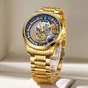 LIGE New Gold Skeleton Watch Men Casual Business Hollow Quartz Watches for Men Fashion Waterproof Luminous Wristwatch Clock Men