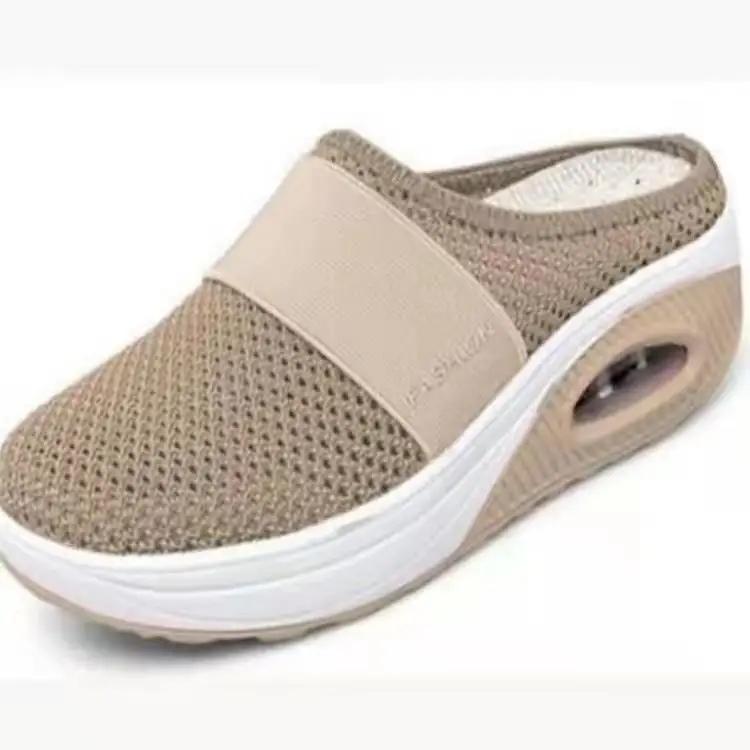 Scarpe da passeggio da donna slip-on con cuscino d'aria Scarpe da donna ortopediche per diabetici con plateau Pantofole leggere in rete Sneaker da donna con zeppa