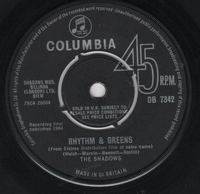 7inch Record SHADOWS - Rhythm & Greens DB7342 Columbia 1964 UK Rock Used