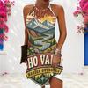 Women Plus Size Halter Criss Cross Cutout Sleeveless Printed Fitted Curved Hem Dress