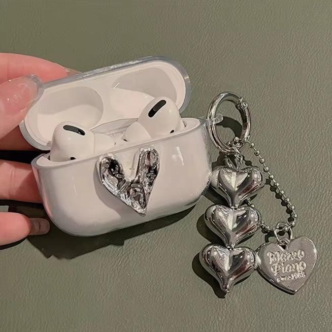 Трехмерный гальванический кулон-сердце для защитного чехла Apple AirPods Pro 1, чехол для наушников AirPods третьего поколения