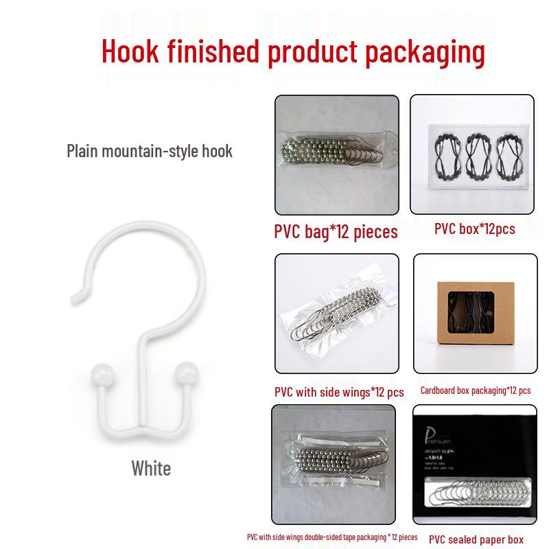 Stainless Steel Double-Sided Bath Curtain Hooks, Tool-Free Install, Sliding J-Hook Design