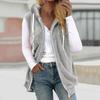 Women's Fashionable Solid Color Plush Zipper Pocket Hooded Sleeveless Loose Warm Vest Jacket