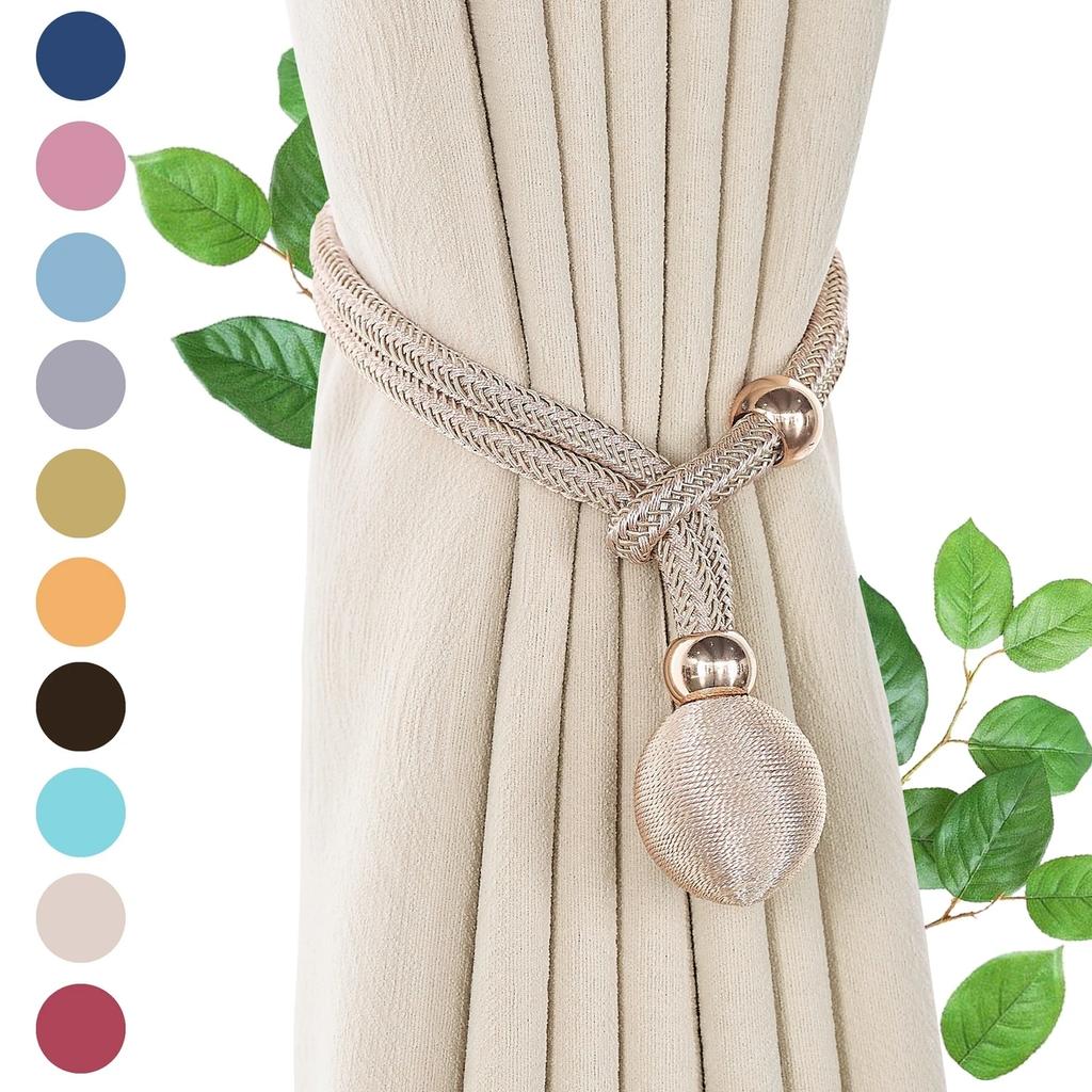 2ks perleťové úchyty na záclony, perleťové úchyty na záclony, ozdobné úchyty, provazové úchyty na záclony, bez děrování, nastavitelné výsuvné části